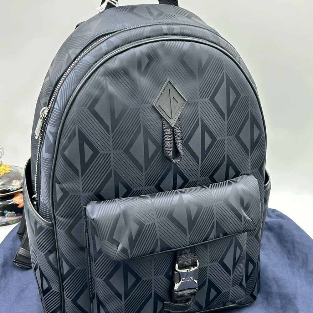 Dior Diamond dark black backpack made in Italy NWT